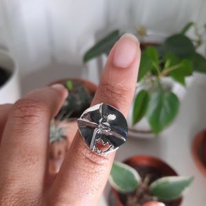 Adjustable Silver Abstract Ring